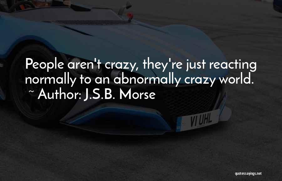 J.S.B. Morse Quotes: People Aren't Crazy, They're Just Reacting Normally To An Abnormally Crazy World.