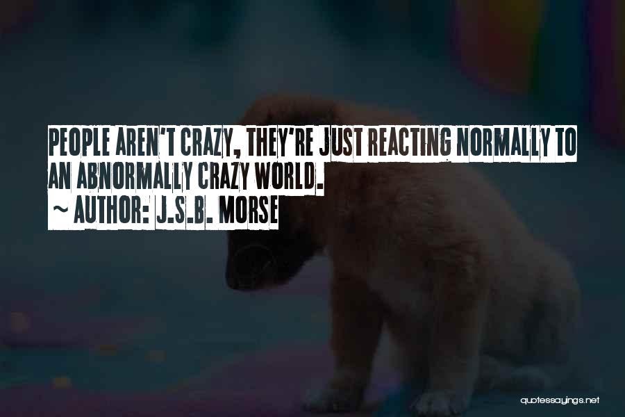 J.S.B. Morse Quotes: People Aren't Crazy, They're Just Reacting Normally To An Abnormally Crazy World.