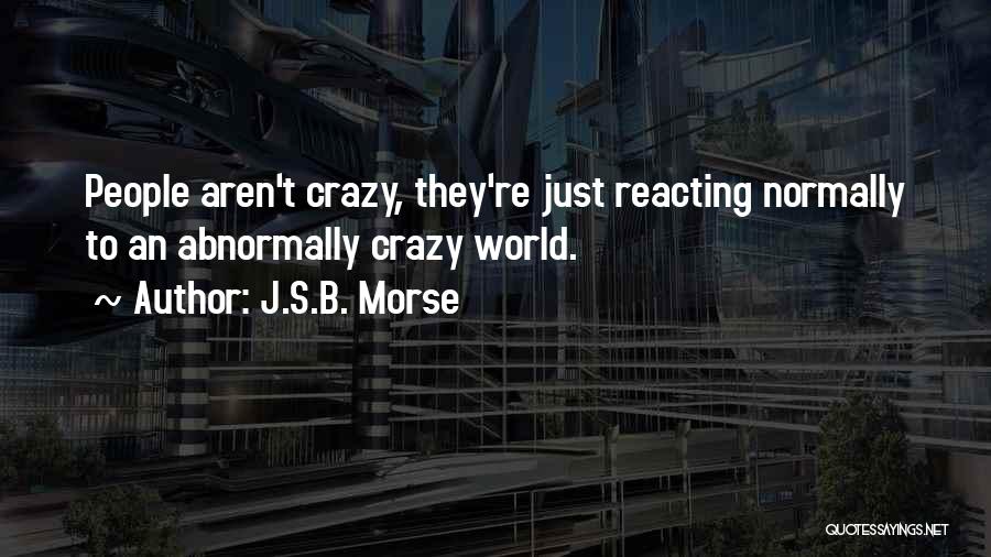 J.S.B. Morse Quotes: People Aren't Crazy, They're Just Reacting Normally To An Abnormally Crazy World.