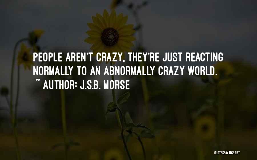 J.S.B. Morse Quotes: People Aren't Crazy, They're Just Reacting Normally To An Abnormally Crazy World.