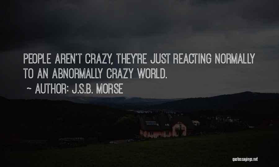J.S.B. Morse Quotes: People Aren't Crazy, They're Just Reacting Normally To An Abnormally Crazy World.