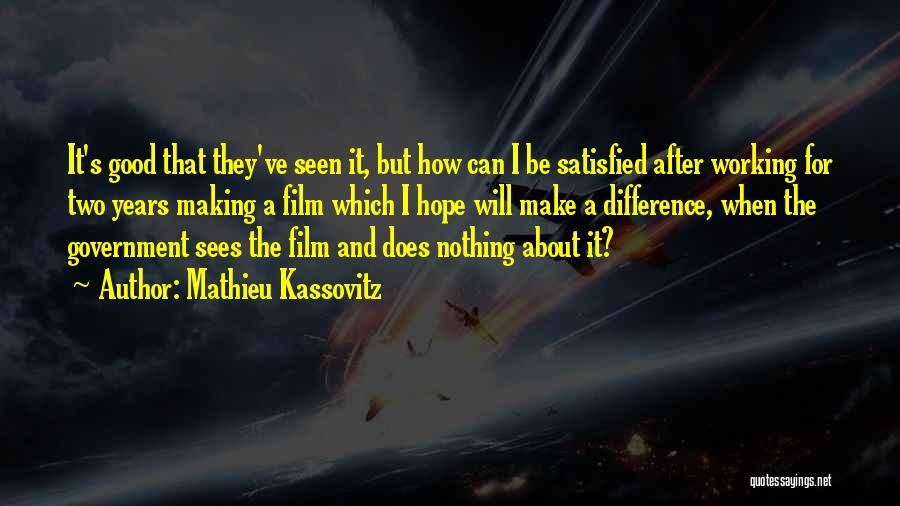 Mathieu Kassovitz Quotes: It's Good That They've Seen It, But How Can I Be Satisfied After Working For Two Years Making A Film