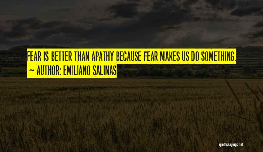 Emiliano Salinas Quotes: Fear Is Better Than Apathy Because Fear Makes Us Do Something.