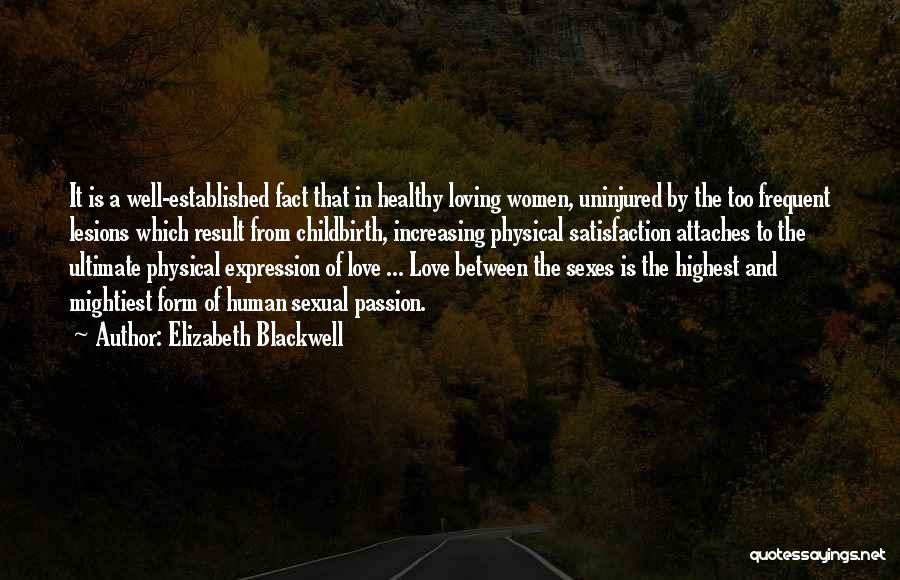 Elizabeth Blackwell Quotes: It Is A Well-established Fact That In Healthy Loving Women, Uninjured By The Too Frequent Lesions Which Result From Childbirth,