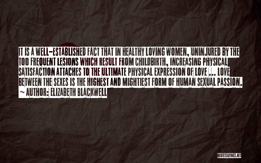 Elizabeth Blackwell Quotes: It Is A Well-established Fact That In Healthy Loving Women, Uninjured By The Too Frequent Lesions Which Result From Childbirth,
