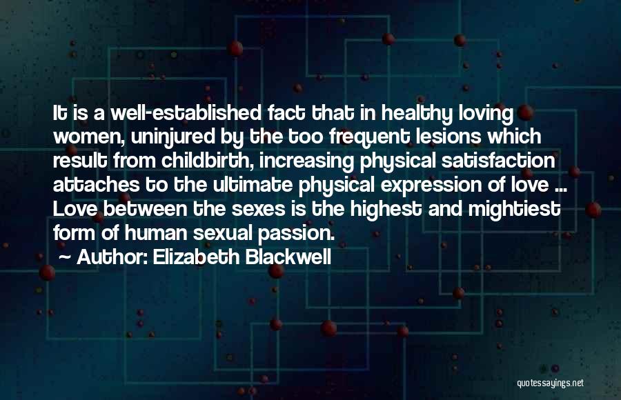 Elizabeth Blackwell Quotes: It Is A Well-established Fact That In Healthy Loving Women, Uninjured By The Too Frequent Lesions Which Result From Childbirth,