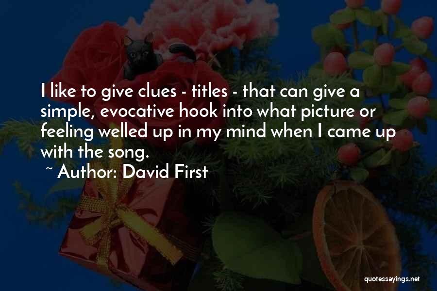 David First Quotes: I Like To Give Clues - Titles - That Can Give A Simple, Evocative Hook Into What Picture Or Feeling