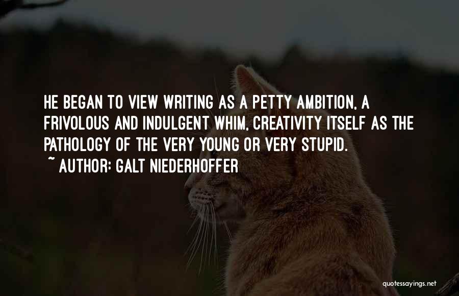 Galt Niederhoffer Quotes: He Began To View Writing As A Petty Ambition, A Frivolous And Indulgent Whim, Creativity Itself As The Pathology Of