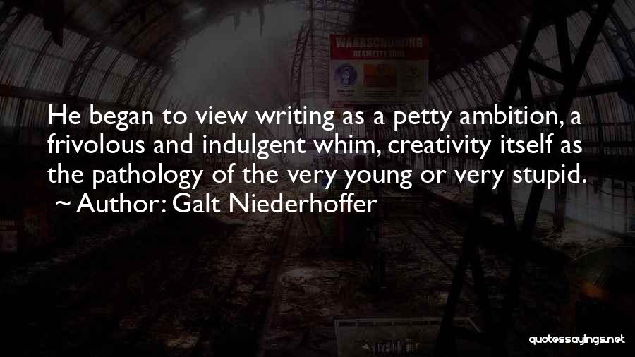 Galt Niederhoffer Quotes: He Began To View Writing As A Petty Ambition, A Frivolous And Indulgent Whim, Creativity Itself As The Pathology Of