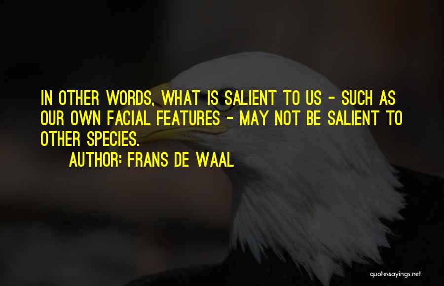 Frans De Waal Quotes: In Other Words, What Is Salient To Us - Such As Our Own Facial Features - May Not Be Salient