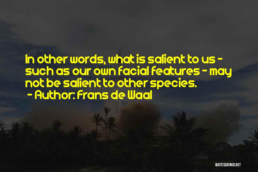 Frans De Waal Quotes: In Other Words, What Is Salient To Us - Such As Our Own Facial Features - May Not Be Salient