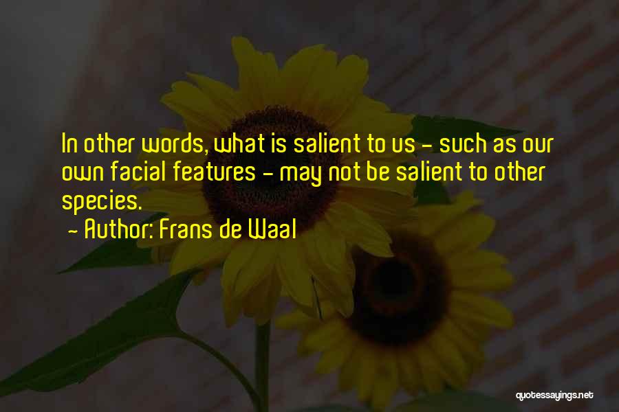 Frans De Waal Quotes: In Other Words, What Is Salient To Us - Such As Our Own Facial Features - May Not Be Salient