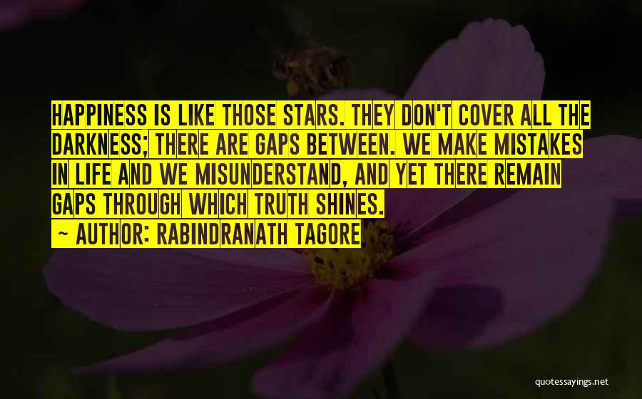 Rabindranath Tagore Quotes: Happiness Is Like Those Stars. They Don't Cover All The Darkness; There Are Gaps Between. We Make Mistakes In Life