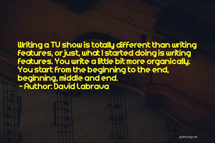 David Labrava Quotes: Writing A Tv Show Is Totally Different Than Writing Features, Or Just, What I Started Doing Is Writing Features. You