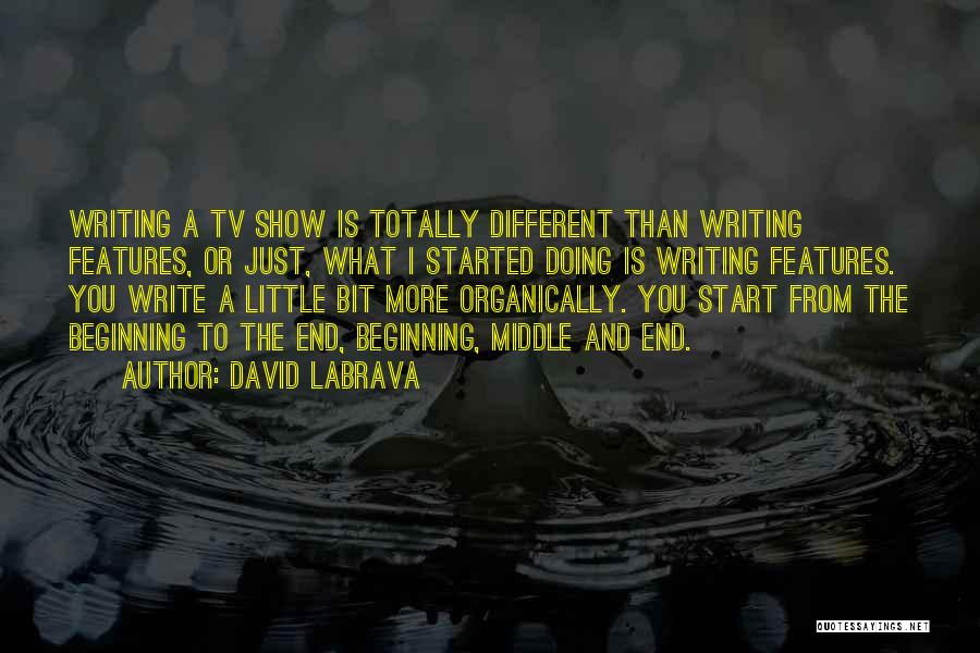 David Labrava Quotes: Writing A Tv Show Is Totally Different Than Writing Features, Or Just, What I Started Doing Is Writing Features. You