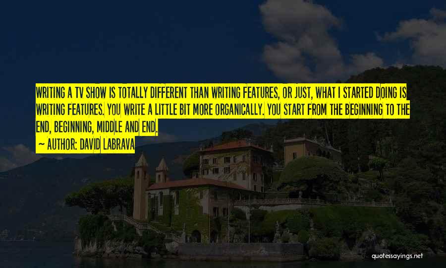 David Labrava Quotes: Writing A Tv Show Is Totally Different Than Writing Features, Or Just, What I Started Doing Is Writing Features. You