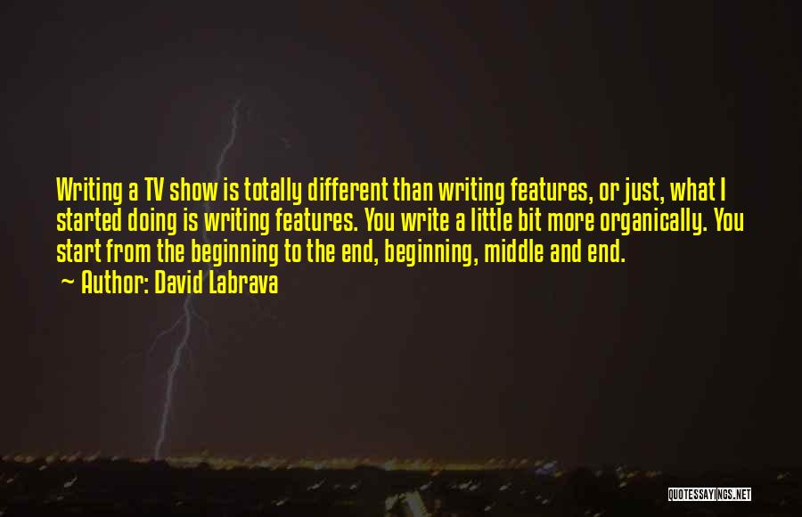 David Labrava Quotes: Writing A Tv Show Is Totally Different Than Writing Features, Or Just, What I Started Doing Is Writing Features. You