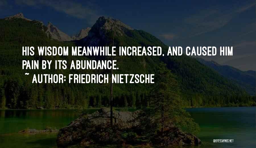 Friedrich Nietzsche Quotes: His Wisdom Meanwhile Increased, And Caused Him Pain By Its Abundance.