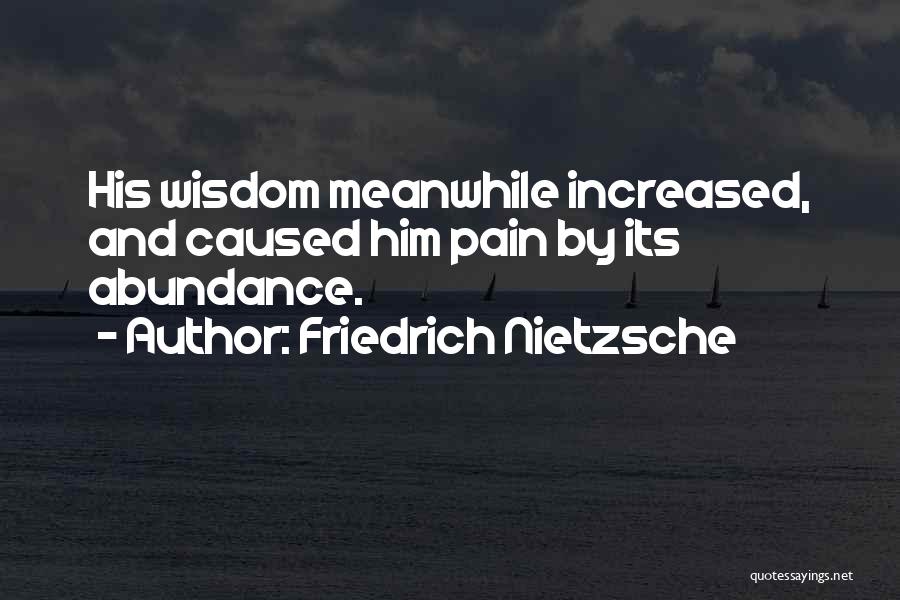 Friedrich Nietzsche Quotes: His Wisdom Meanwhile Increased, And Caused Him Pain By Its Abundance.