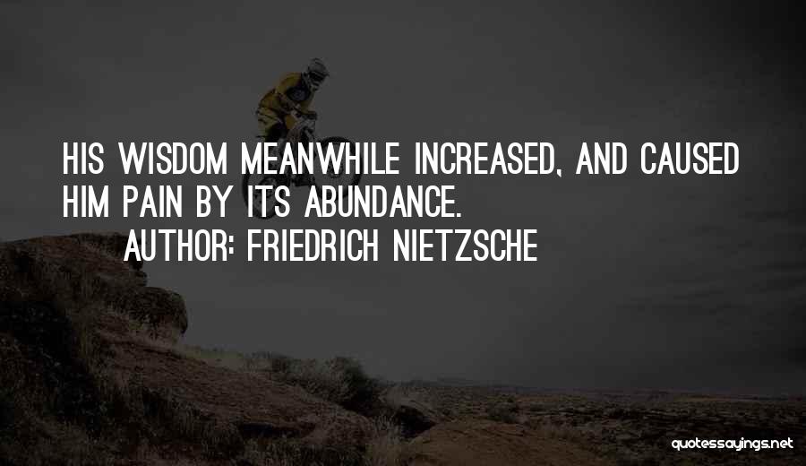 Friedrich Nietzsche Quotes: His Wisdom Meanwhile Increased, And Caused Him Pain By Its Abundance.