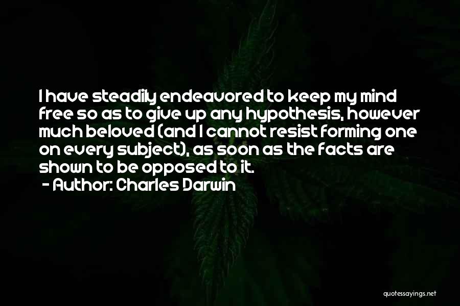 Charles Darwin Quotes: I Have Steadily Endeavored To Keep My Mind Free So As To Give Up Any Hypothesis, However Much Beloved (and