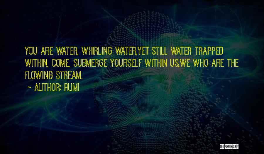 Rumi Quotes: You Are Water, Whirling Water,yet Still Water Trapped Within, Come, Submerge Yourself Within Us,we Who Are The Flowing Stream.