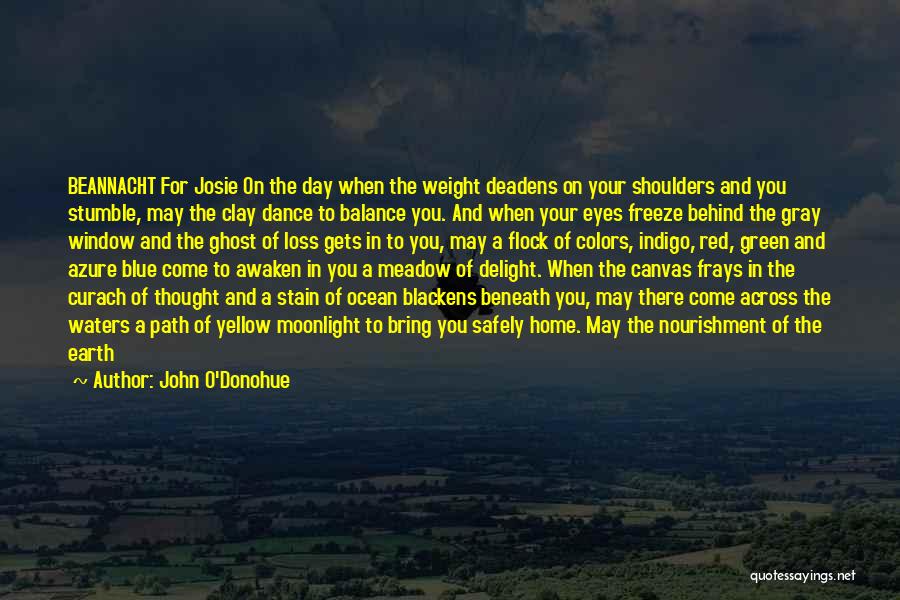 John O'Donohue Quotes: Beannacht For Josie On The Day When The Weight Deadens On Your Shoulders And You Stumble, May The Clay Dance