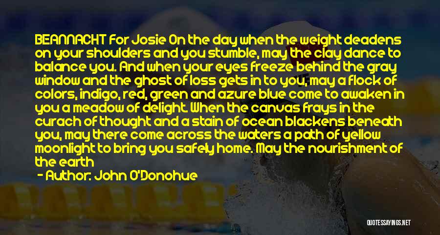 John O'Donohue Quotes: Beannacht For Josie On The Day When The Weight Deadens On Your Shoulders And You Stumble, May The Clay Dance