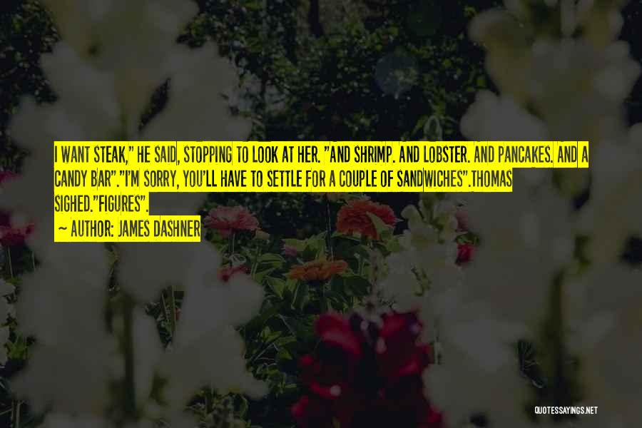 James Dashner Quotes: I Want Steak, He Said, Stopping To Look At Her. And Shrimp. And Lobster. And Pancakes. And A Candy Bar.i'm