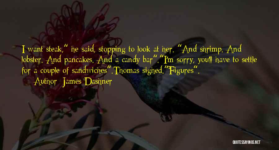 James Dashner Quotes: I Want Steak, He Said, Stopping To Look At Her. And Shrimp. And Lobster. And Pancakes. And A Candy Bar.i'm
