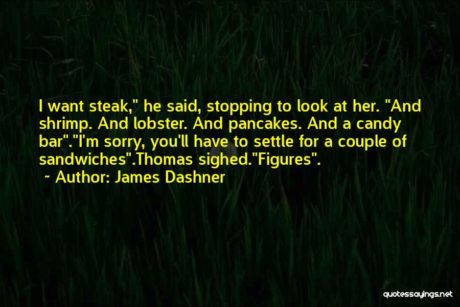 James Dashner Quotes: I Want Steak, He Said, Stopping To Look At Her. And Shrimp. And Lobster. And Pancakes. And A Candy Bar.i'm