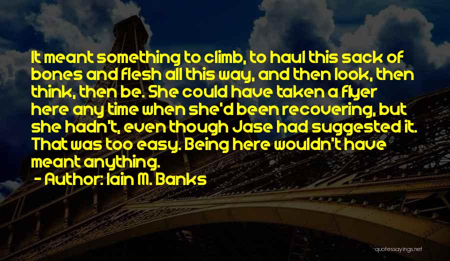 Iain M. Banks Quotes: It Meant Something To Climb, To Haul This Sack Of Bones And Flesh All This Way, And Then Look, Then