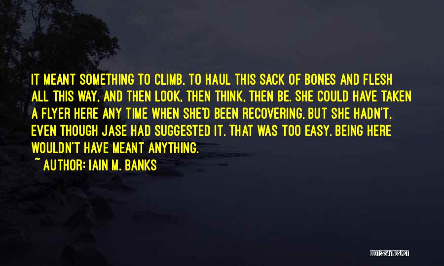 Iain M. Banks Quotes: It Meant Something To Climb, To Haul This Sack Of Bones And Flesh All This Way, And Then Look, Then
