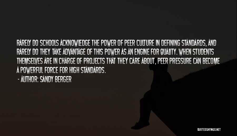 Sandy Berger Quotes: Rarely Do Schools Acknowledge The Power Of Peer Culture In Defining Standards, And Rarely Do They Take Advantage Of This