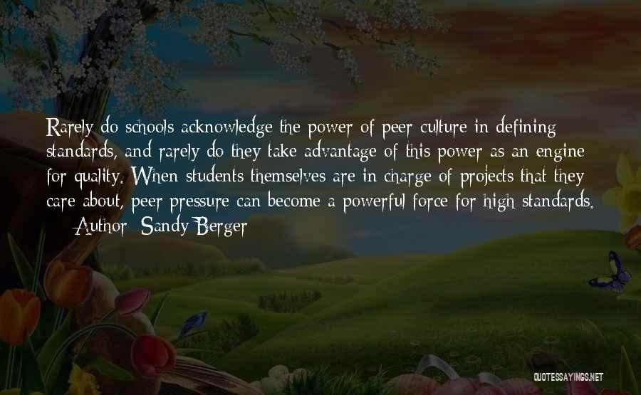 Sandy Berger Quotes: Rarely Do Schools Acknowledge The Power Of Peer Culture In Defining Standards, And Rarely Do They Take Advantage Of This