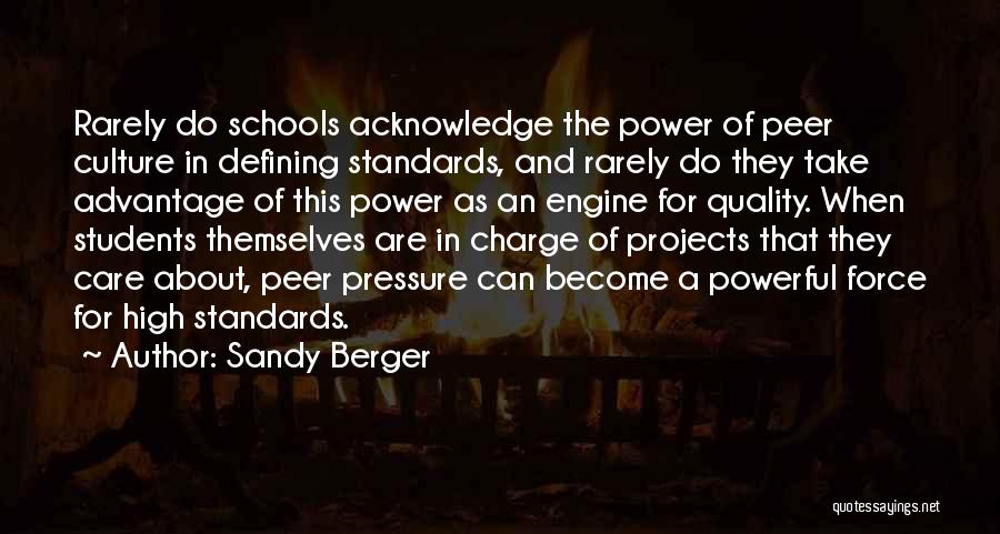 Sandy Berger Quotes: Rarely Do Schools Acknowledge The Power Of Peer Culture In Defining Standards, And Rarely Do They Take Advantage Of This