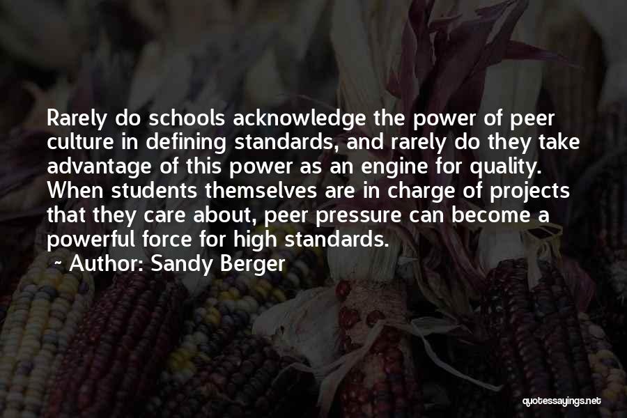 Sandy Berger Quotes: Rarely Do Schools Acknowledge The Power Of Peer Culture In Defining Standards, And Rarely Do They Take Advantage Of This