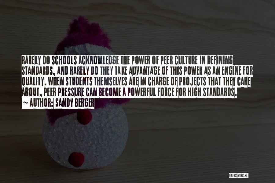 Sandy Berger Quotes: Rarely Do Schools Acknowledge The Power Of Peer Culture In Defining Standards, And Rarely Do They Take Advantage Of This