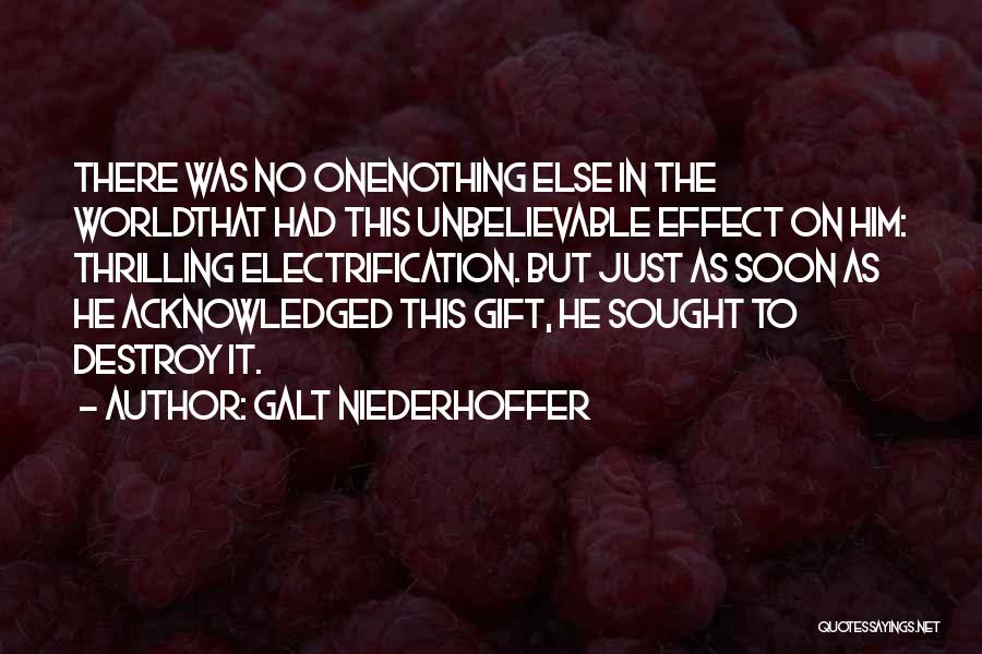 Galt Niederhoffer Quotes: There Was No Onenothing Else In The Worldthat Had This Unbelievable Effect On Him: Thrilling Electrification. But Just As Soon