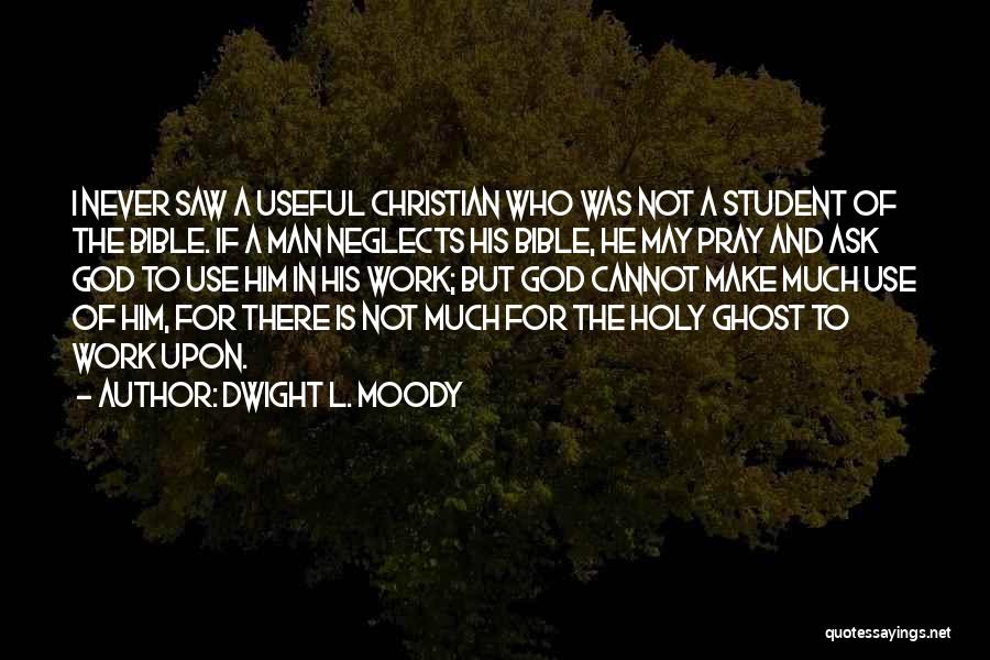 Dwight L. Moody Quotes: I Never Saw A Useful Christian Who Was Not A Student Of The Bible. If A Man Neglects His Bible,