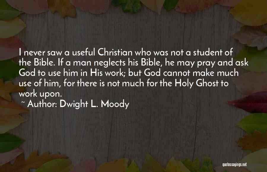 Dwight L. Moody Quotes: I Never Saw A Useful Christian Who Was Not A Student Of The Bible. If A Man Neglects His Bible,