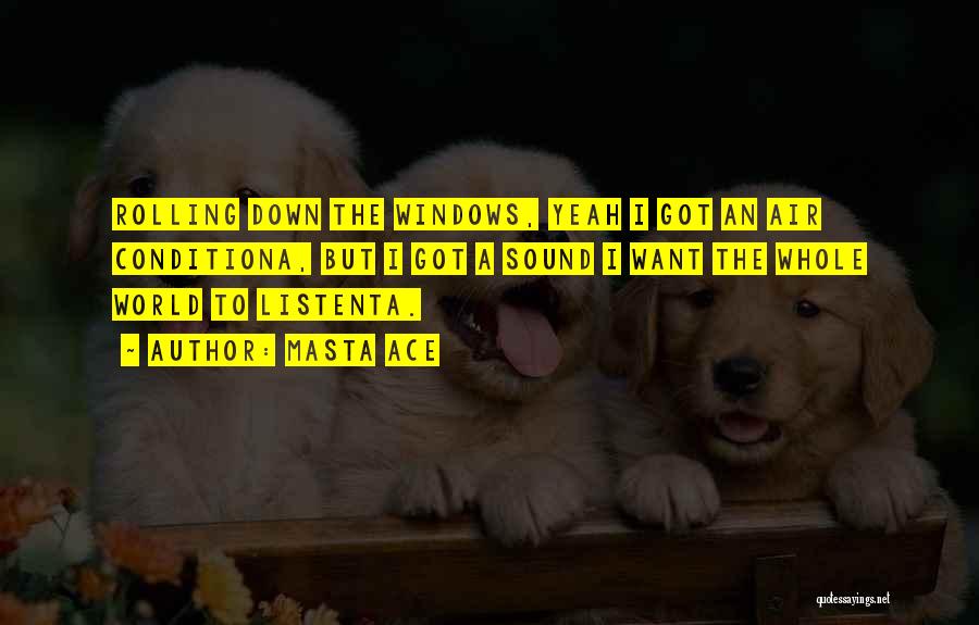 Masta Ace Quotes: Rolling Down The Windows, Yeah I Got An Air Conditiona, But I Got A Sound I Want The Whole World