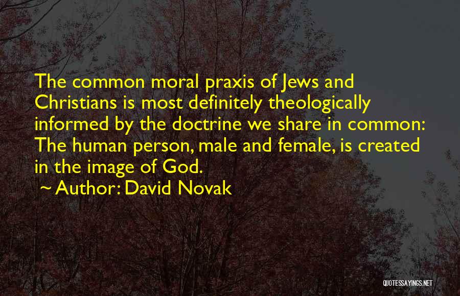 David Novak Quotes: The Common Moral Praxis Of Jews And Christians Is Most Definitely Theologically Informed By The Doctrine We Share In Common: