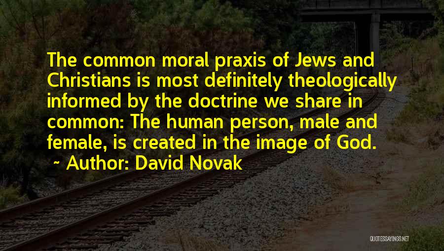 David Novak Quotes: The Common Moral Praxis Of Jews And Christians Is Most Definitely Theologically Informed By The Doctrine We Share In Common: