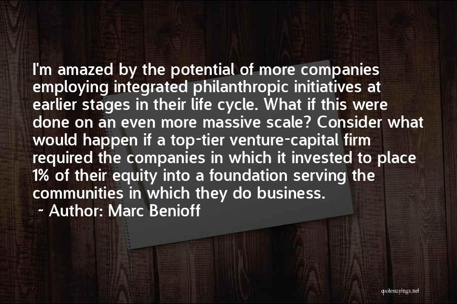 Marc Benioff Quotes: I'm Amazed By The Potential Of More Companies Employing Integrated Philanthropic Initiatives At Earlier Stages In Their Life Cycle. What