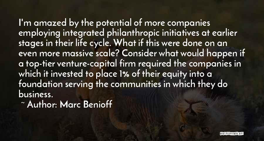 Marc Benioff Quotes: I'm Amazed By The Potential Of More Companies Employing Integrated Philanthropic Initiatives At Earlier Stages In Their Life Cycle. What