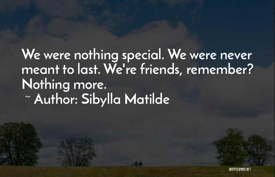 Sibylla Matilde Quotes: We Were Nothing Special. We Were Never Meant To Last. We're Friends, Remember? Nothing More.