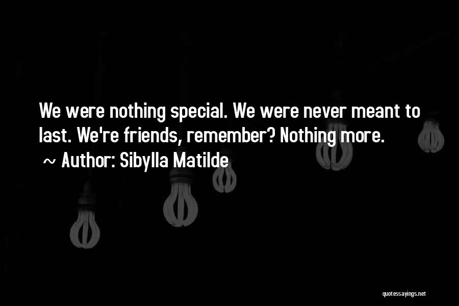 Sibylla Matilde Quotes: We Were Nothing Special. We Were Never Meant To Last. We're Friends, Remember? Nothing More.