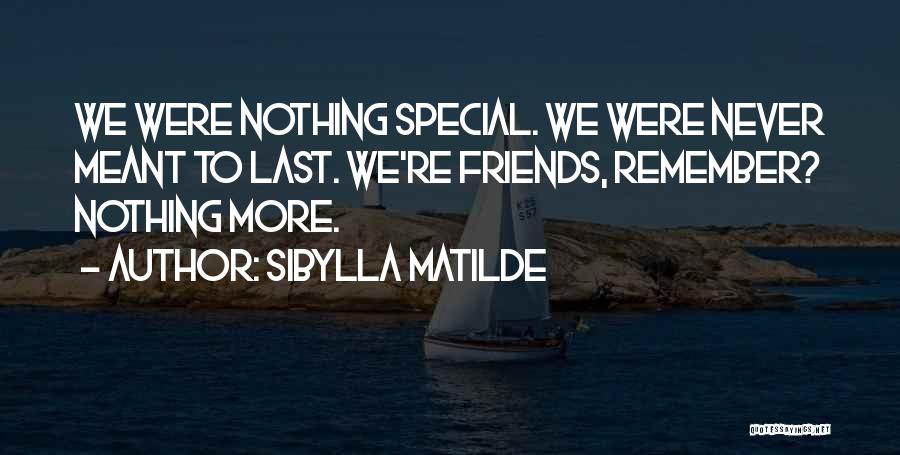 Sibylla Matilde Quotes: We Were Nothing Special. We Were Never Meant To Last. We're Friends, Remember? Nothing More.