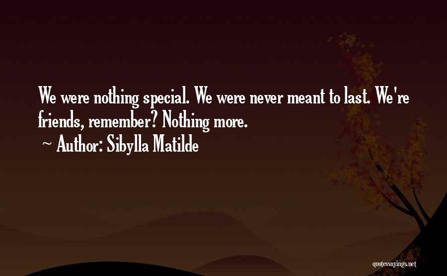 Sibylla Matilde Quotes: We Were Nothing Special. We Were Never Meant To Last. We're Friends, Remember? Nothing More.